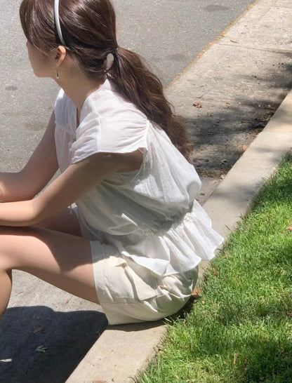 甜美V領綁帶無袖背心