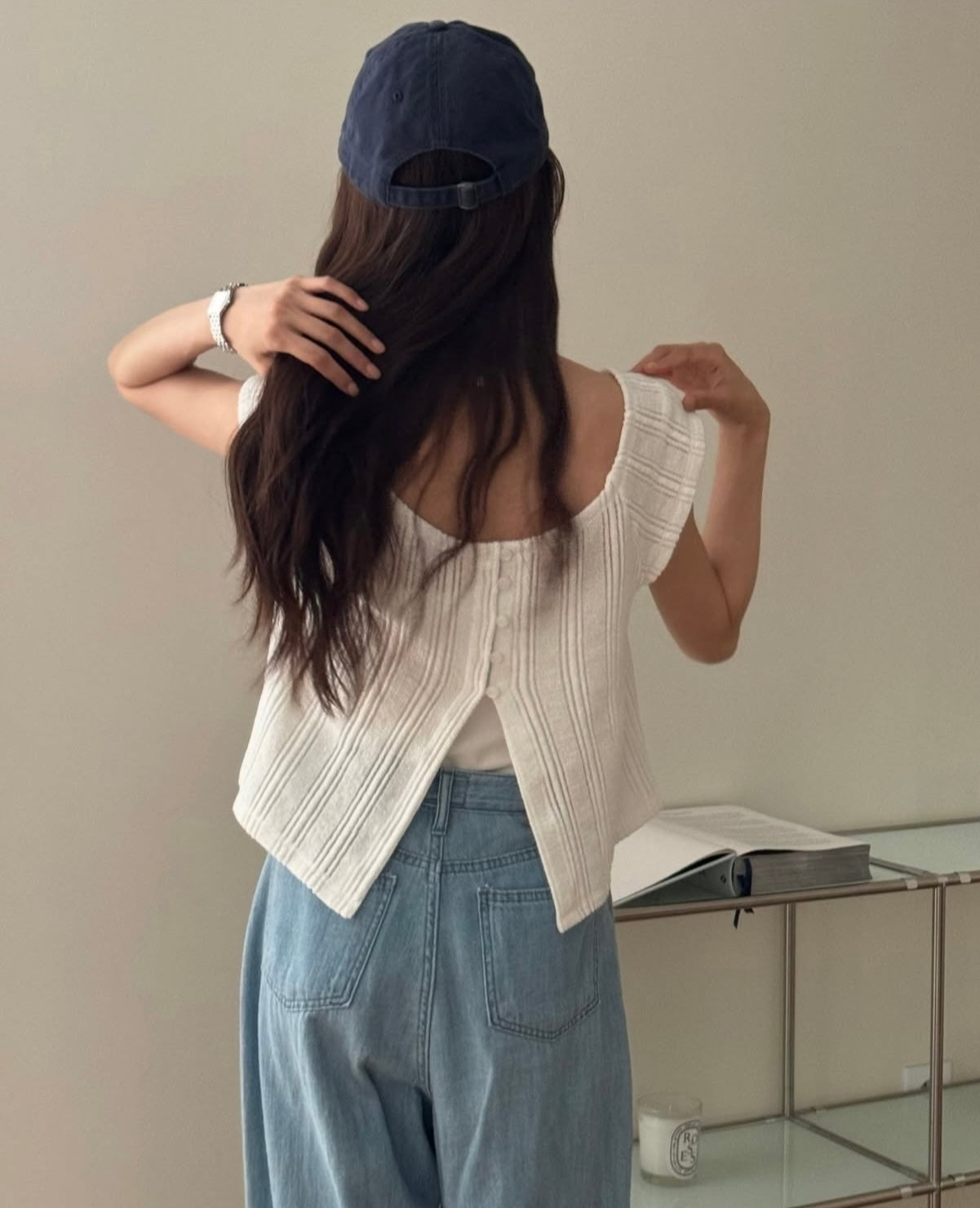 法式小鈕扣開岔兩穿上衣