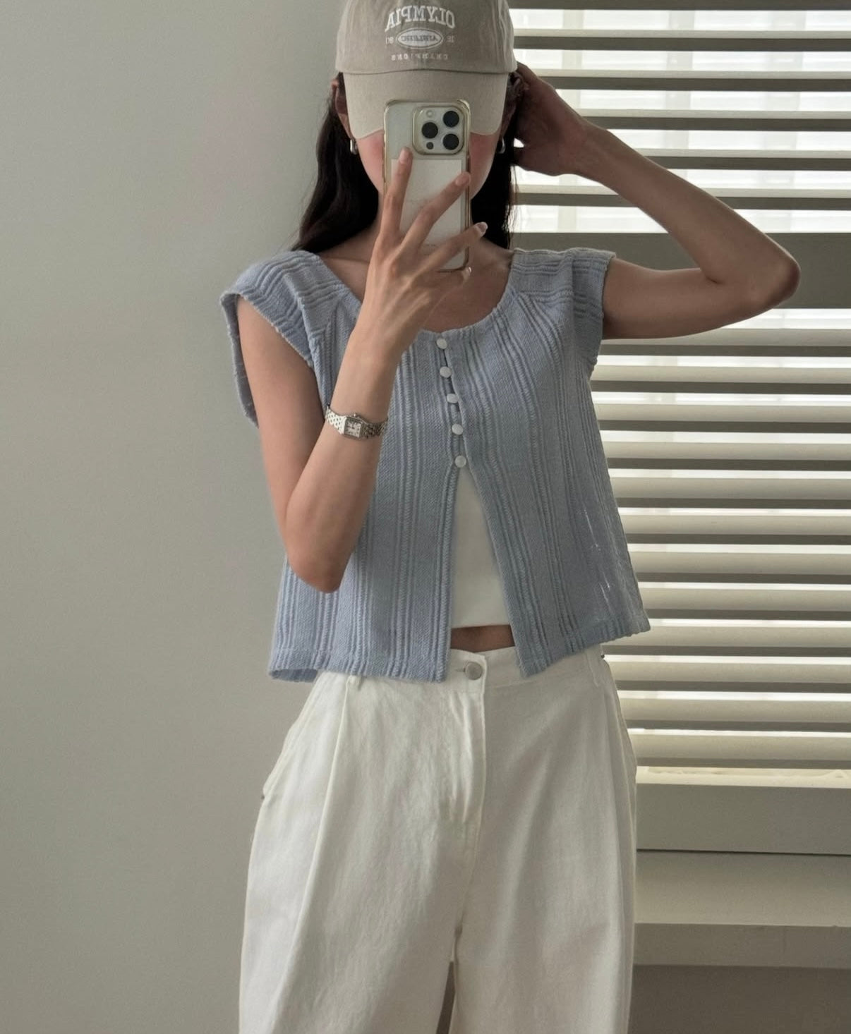 法式小鈕扣開岔兩穿上衣