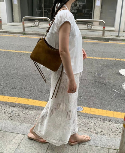 氣質蕾絲後開岔半身裙