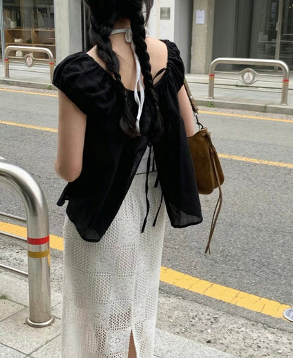 氣質蕾絲後開岔半身裙