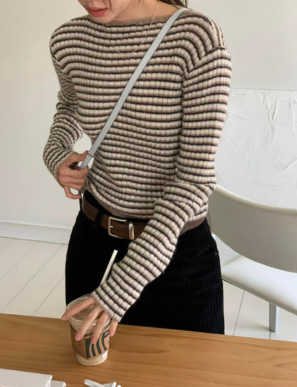 軟綿羊毛針織條紋