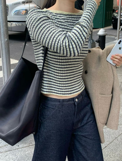 軟綿羊毛針織條紋