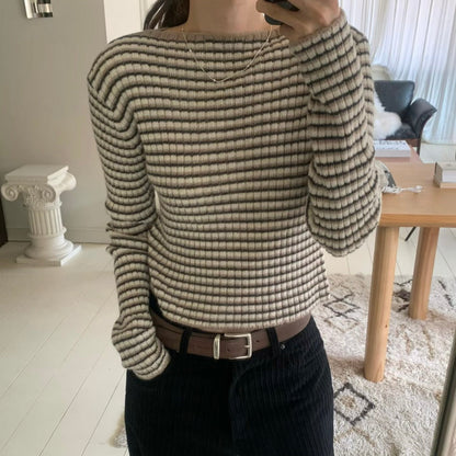 軟綿羊毛針織條紋