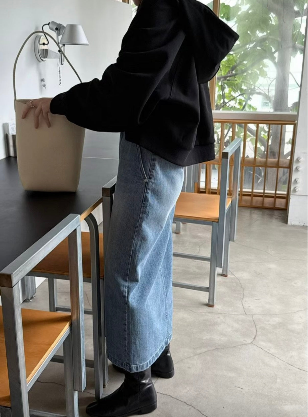 前開衩牛仔高腰長裙激瘦款