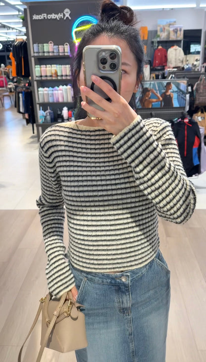 軟綿羊毛針織條紋