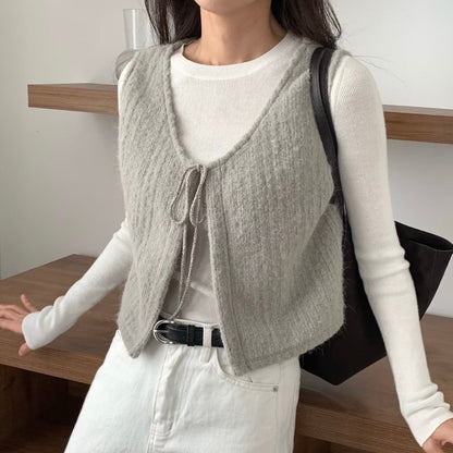 暖呼羊毛繫繩小背心