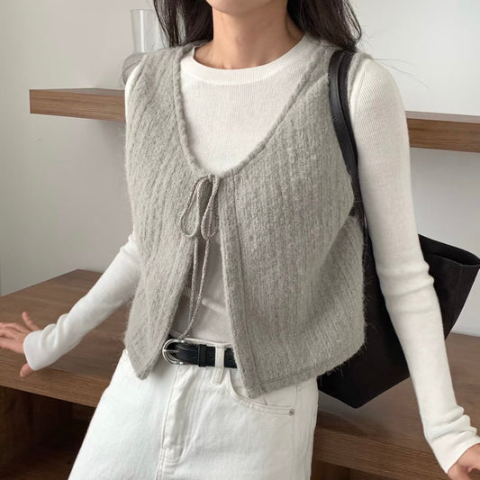 暖呼羊毛繫繩小背心
