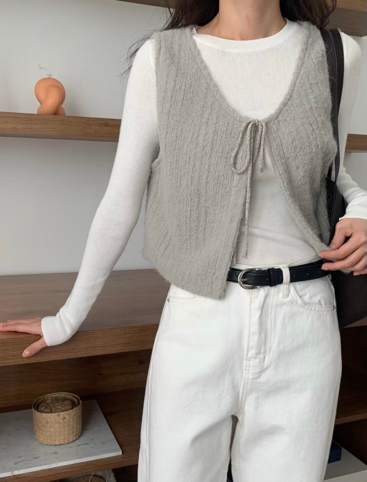 暖呼羊毛繫繩小背心