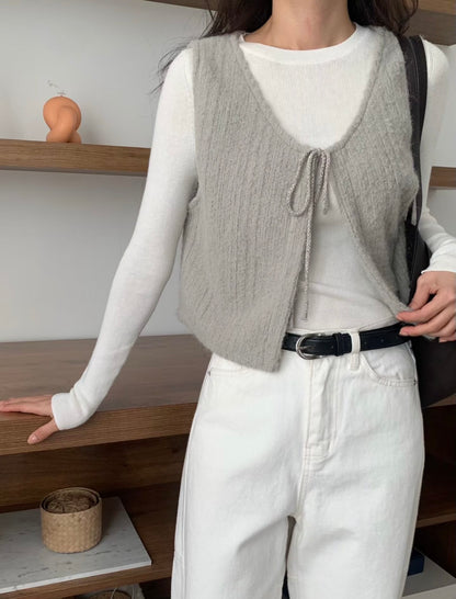 暖呼羊毛繫繩小背心