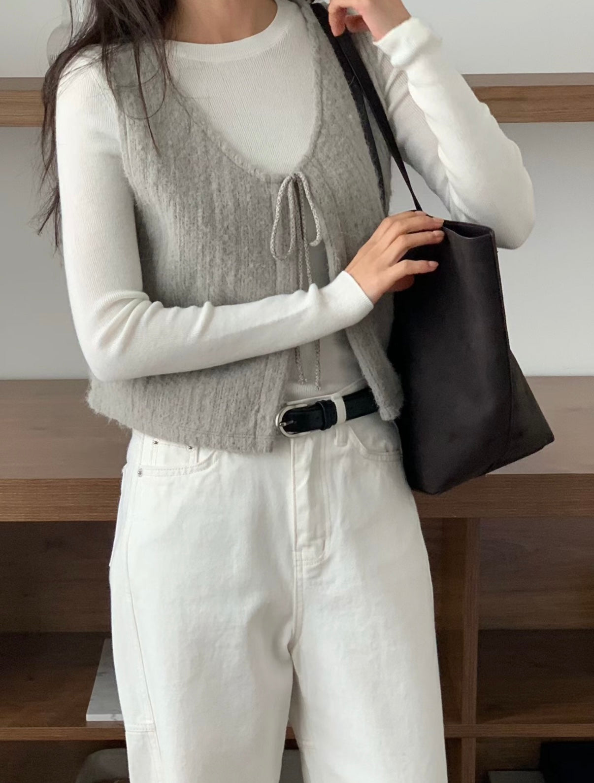 暖呼羊毛繫繩小背心