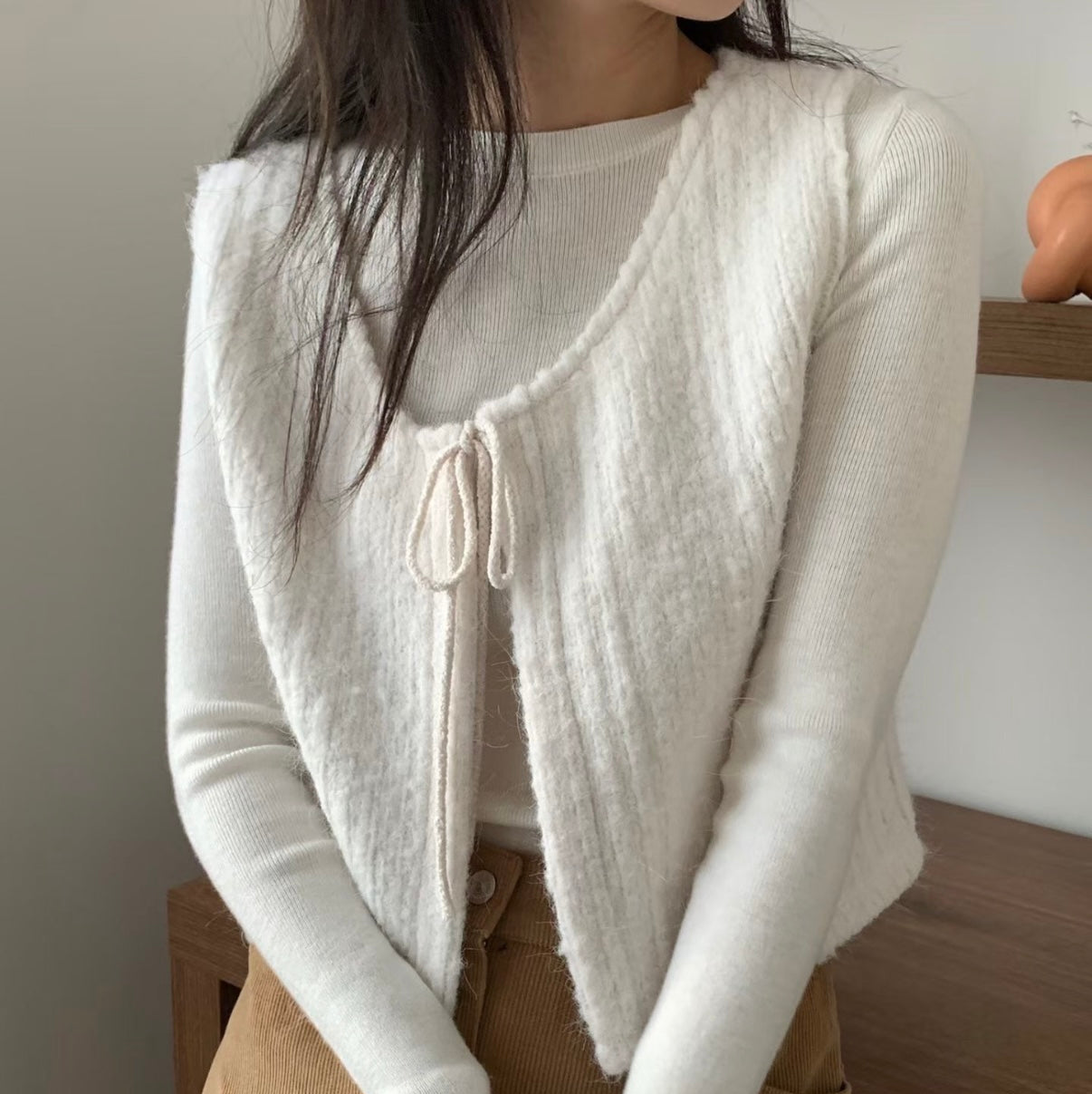 暖呼羊毛繫繩小背心