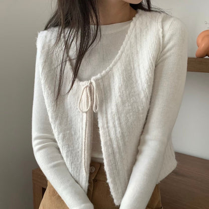 暖呼羊毛繫繩小背心