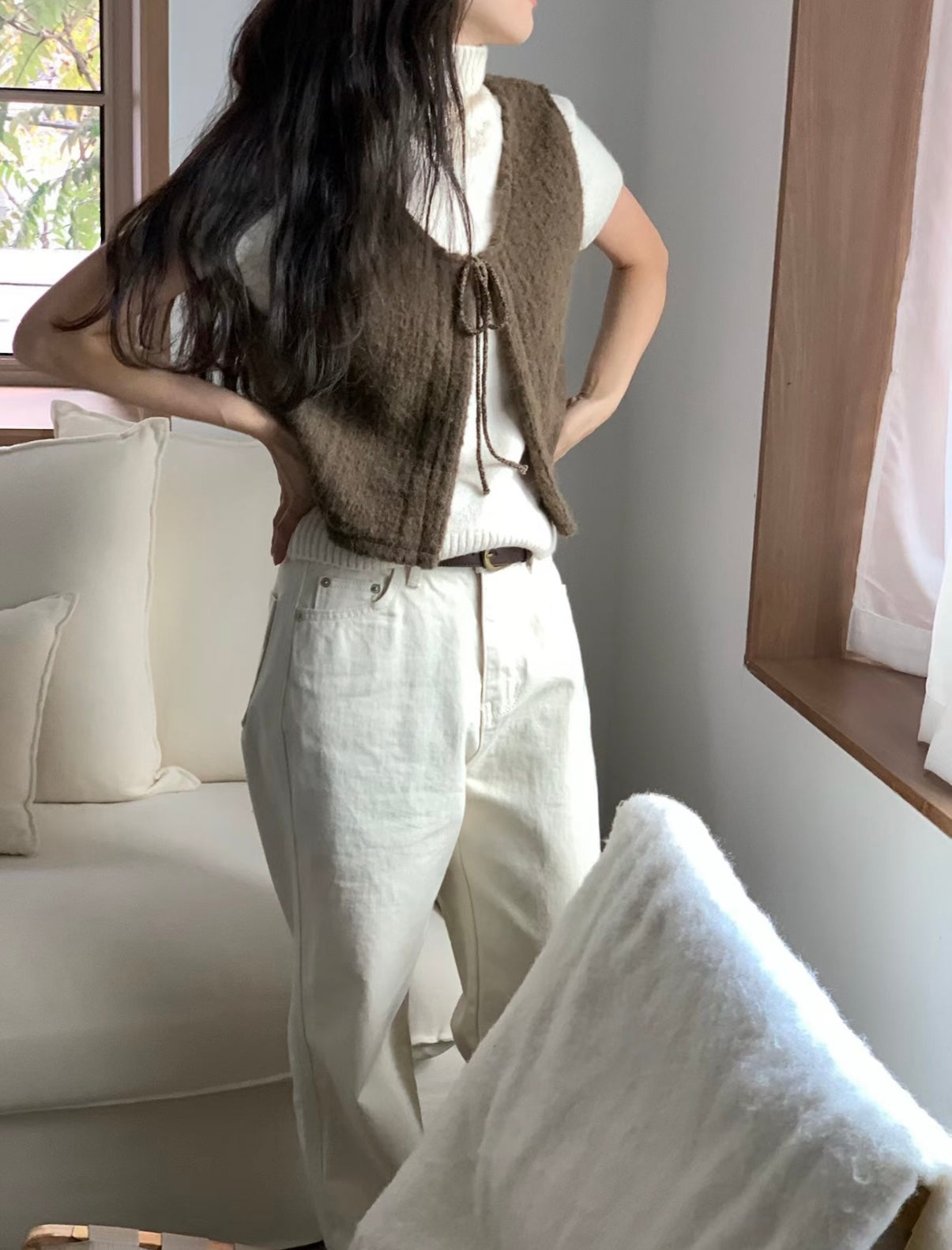 暖呼羊毛繫繩小背心