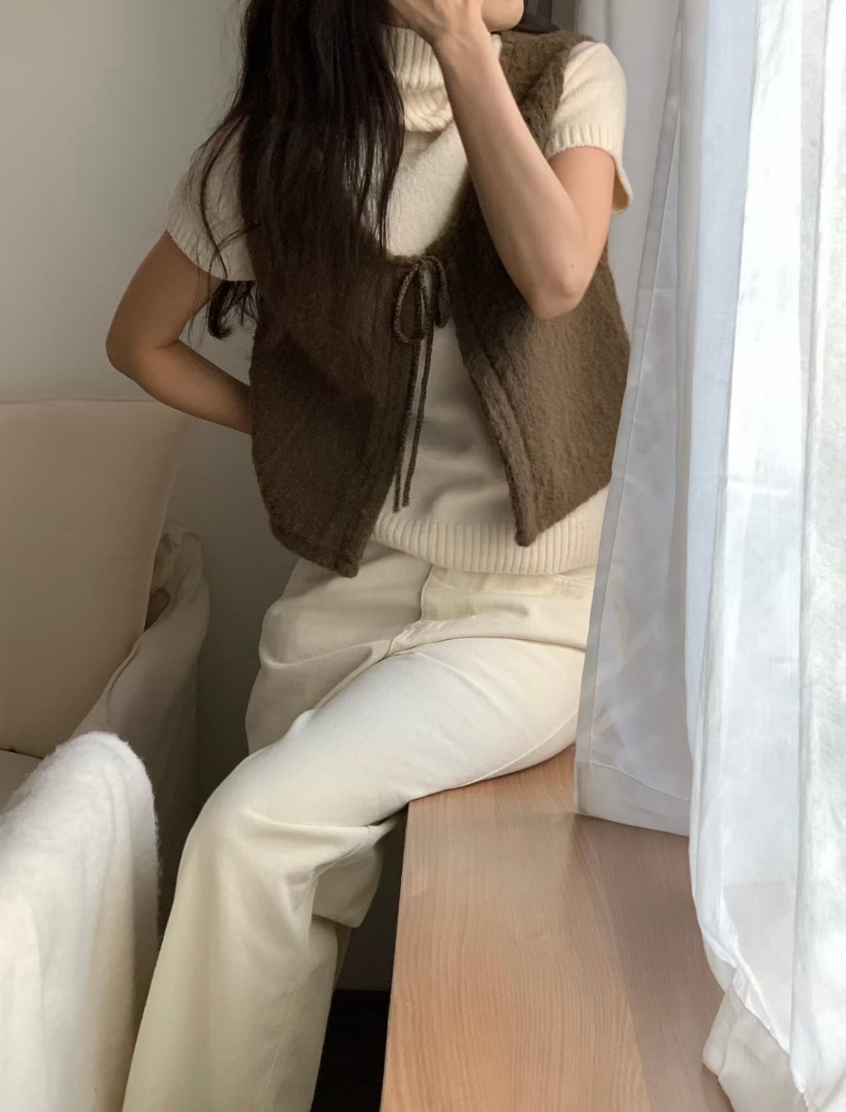 暖呼羊毛繫繩小背心