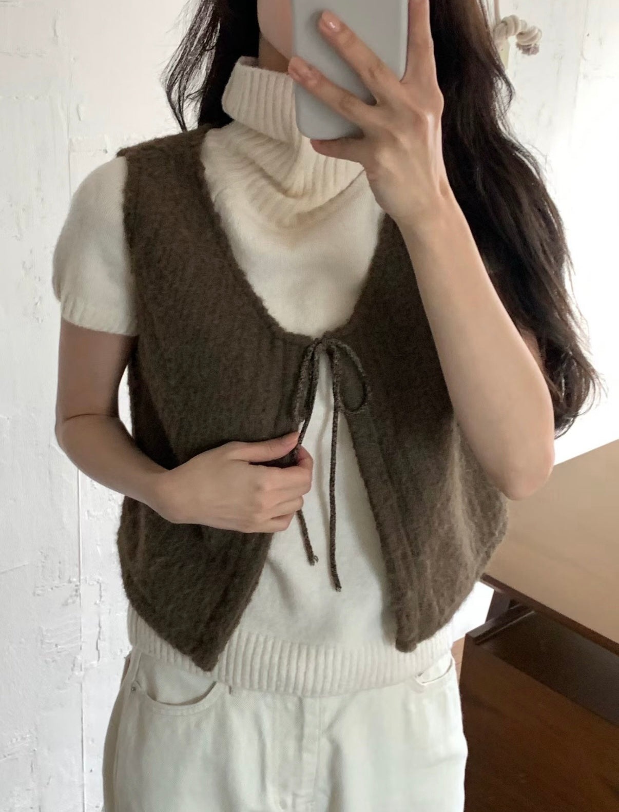 暖呼羊毛繫繩小背心