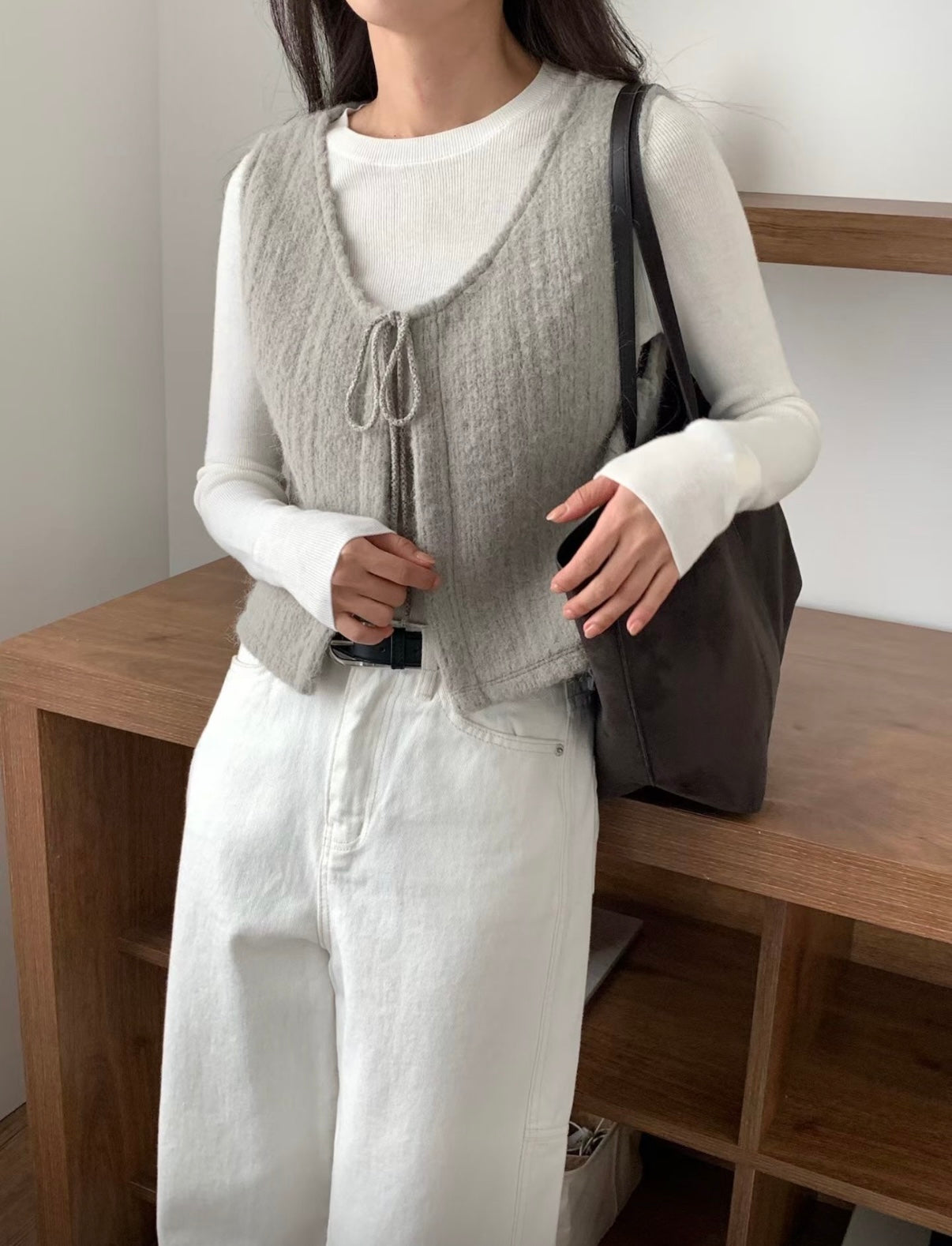 暖呼羊毛繫繩小背心