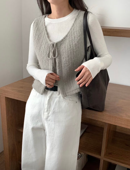 暖呼羊毛繫繩小背心