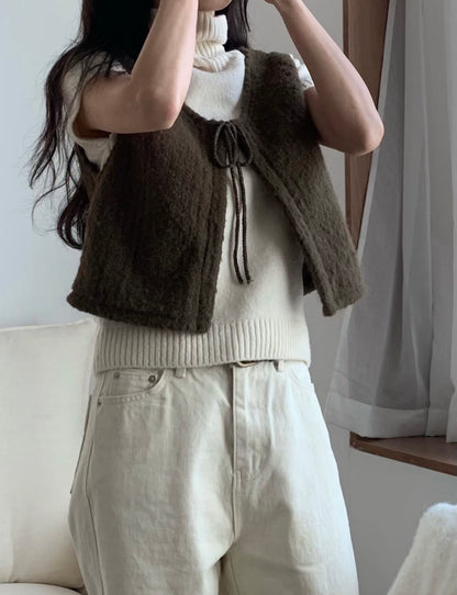 暖呼羊毛繫繩小背心