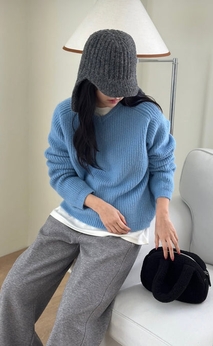 小V領5色針織毛衣