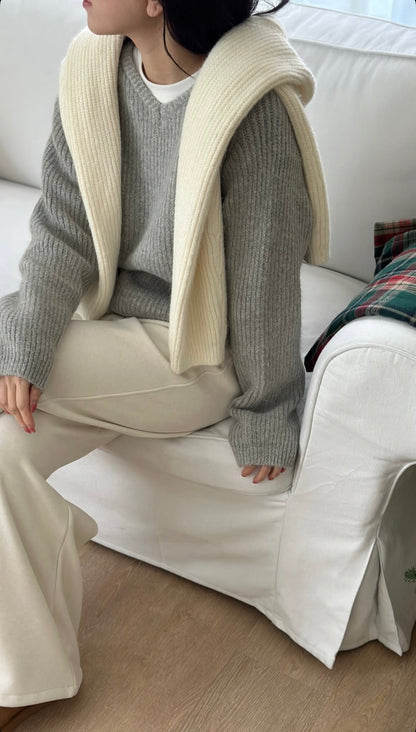 小V領5色針織毛衣