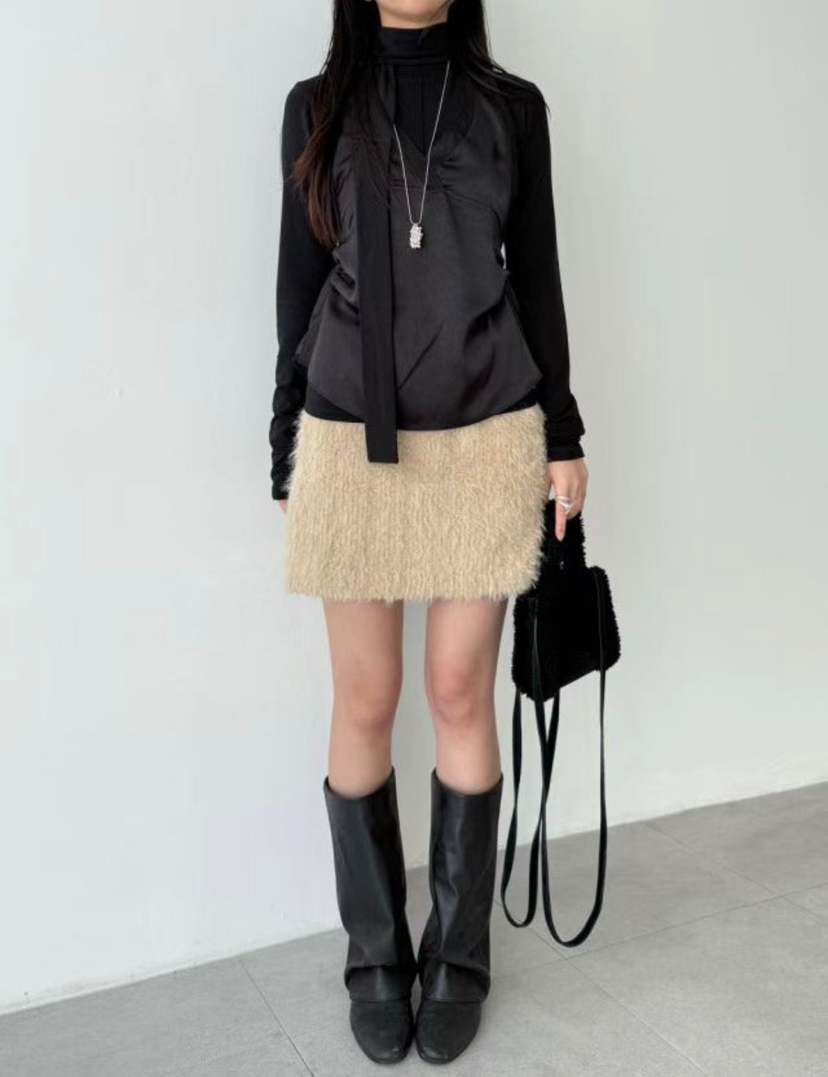 毛絨百搭短裙