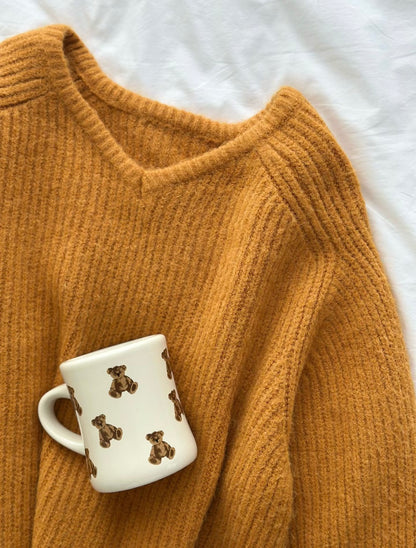 小V領5色針織毛衣