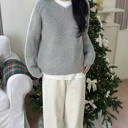 小V領5色針織毛衣